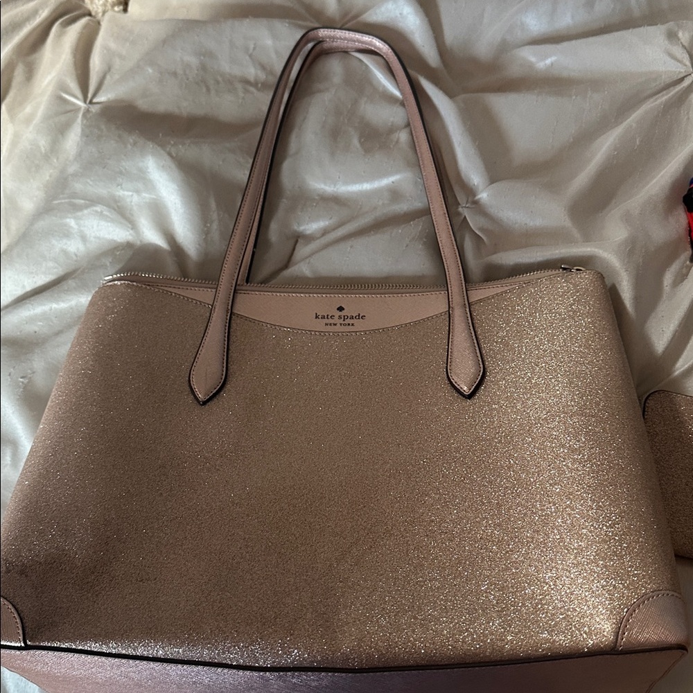 Kate Spade Shimmering Rose Gold Handbag and matching Wallet